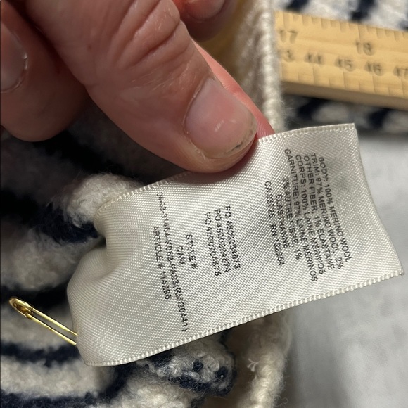 Wilfred Cream and‎ Navy Striped Crew Wool Neck Sweater - Picture 6 of 7